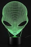 3dランプUSB電源7色Amazing Optical Illusion 3d Grow LEDランプAlien図形子供寝室ナイトライト