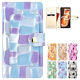 Galaxy A53 5G SC-53C SCG15 専用 本革 手帳型 ケース カバー SC53C SC-53Cケース SC-53Cカバー SC53Cケース SC53Cカバー SCG15ケース SCG15カバー GalaxyA53 手帳ケース 手帳型ケース スマホケース ポケット付き ステンドグラス ブルー