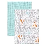 Yoga Sprout Muslin Swaddle Blankets, Teal Giraffe, 46" x 46" Yoga Sprout [並行輸入品]