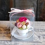 パラボッセ プリザーブドフラワー カプチーノ ゴールドリーフピンク クリアケース入 横幅10cmx10cmx高さ13cm preserved flowers