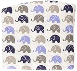 Elephants Blue/Grey Blue mini elephants Changing Pad Cover by Bacati