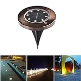 Wholehot 最新版 8LEDソーラーライト 埋め込み式 LEDソーラーガーデンライト ソーラー充電式 夜間自動点灯 手動スイッチ付きにも 車道/芝生/ 庭/公園に 屋外照明ライト IP55防水対