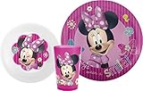 Zak! Designs Mealtime Set with Plate, Bowl and Tumbler featuring Minnie Mouse, Break-resistant and B