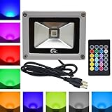 RC ledライト led投光器 16色 マルチカラー RGB 10W 防水仕様IP65 リモコン付け カーラー変更可能 屋外 室内照明 広角 産業用 作業灯 看板灯 庭照明 景観照明 家庭用コンセン