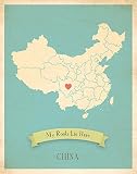 ウォールマップ、私のRoots中国Personalized壁マップ、キッドの中国マップ壁アート、壁アート印刷、保育園インテリア、保育園壁アート 05x07 roocouCHI0507.m