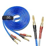 シングル/単品販売 【バナナプラグ加工済】By 【WYVERN AUDIO】 24k金メッキ 純銅プラグ スピーカーケーブル 完成品 ハンダ済み 青 （5m）