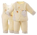 Youchan（ヨウチャン）赤ちゃん 新生児 キッズ 子供服 お洋服 上下2点セット ジャケット パンツ 出産祝い かわいい お出かけ 防寒 暖か 秋 冬 73cm 80cm (80cm, イエロー)