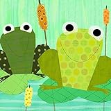 Oopsy Daisy Friendly Frogs by Amy Schimler Safford Canvas Wall Art, 14 by 14-Inch [並行輸入品]