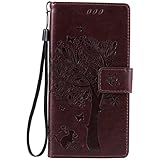 OMATENTI Sony Xperia Z5 ケース, 100％手作り 高級PUレザー ケース 手帳型 保護ケース カード収納ホルダー付き 横置きスタンド機能付き マグネット式 Sony Xperi