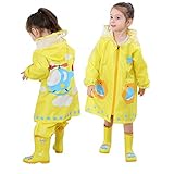 (チェリーレッド) CherryRed 子供 男女兼用 キッズ 超軽量 かわいい 撥水加工 レインウェア ポンチョ 雨具 小学生 通学 バイザー付き M イエロー