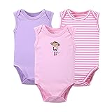 エルフ ベビー(Fairy Baby)楽しい夏ベビー袖なし ボディスーツ ノースリーブオール 女の子 3枚セット サイズ：10-12M