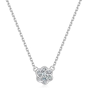 Ribivaul 花びら ネックレス レディース メンズ シンプル ブランド シルバー925 CZダイヤモンド ロジウムメッキ 金属アレルギー対応 大人 通勤 プレゼント ギフトボックス付き