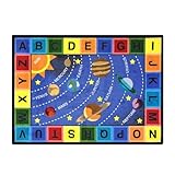 Joy Carpets Kid Essentials Geography & Environment Space Alphabet Rug, Multicolored, 5'4" x 7'8" by 