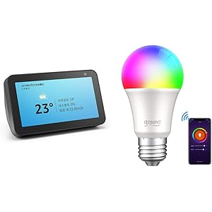 Echo Show 5 (エコーショー5) スクリーン付きスマートスピーカー with Alexa、チャコール + Gosund Wifi スマートLED電球 調光 調色 カラー1600万色