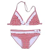 (アイム)iiniim　ガールズ　水着　ビキニセット　スイムスーツ　タンキニ　キッズ　スイムウェア　チェック柄 レッド #140/10