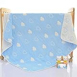 タオルケット 子供用/ベビー用 6重ガーゼケット 柔らかい肌触り　綿100%　お昼寝ケット ブランケット110×110CM ブルー