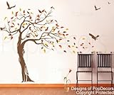 PopDecors - Beautiful Tree and Birds(71 inch H )- Custom Beautiful Tree Wall Decals for Kids Rooms T