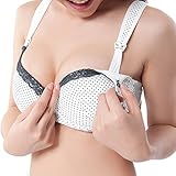 [UTOVME] 上開き 授乳ブラ ソフトワイヤー入り 綿製 授乳服 マタニティブラ ハーフトップ/ストラップ調節可/ホック付き/出産準備/妊娠/授乳便利/産前産後/可愛い/軽量/敏感肌にも/水玉/大