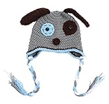 GEMVIE ニット帽子 ベビーハット 赤ちゃん用 帽子 耳あて ワンちゃん キャップ 手作り編み 防寒帽子 新生児 幼児 コスチューム 撮影用 百日祝い グレー