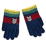 ハイキングフライ(Hikfly) 男の子のためのニットマジック手袋屋外スポーツサーマルグローブ温かいミトンXmasギフト（5-10歳） (Arrow, 青)