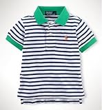 Ralph Lauren（ラルフ ローレン） ボーダー  コットン　ポロシャツ 半袖（水色・オレンジ色・紺色・緑色）【月齢：1歳-2歳】（並行輸入品） (24M（2歳）, 紺色)