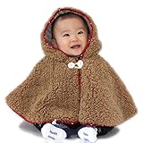 リバーシブル☆ポンチョ【もこもこファー＆雪柄ニット】 (フリーサイズ（0才〜2才半まで）, レッド＆ブルー スノー柄)
