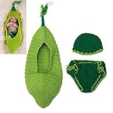 Kanemt ベビー用着ぐるみ　コスチューム 寝相アート 手編み感　新生児 赤ちゃん　ヘアバンド付き　出産祝い　可愛い (そらまめ)