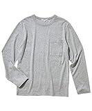 [ニッセン] Tシャツ・カットソー 綿１００％ポケット付クルーネック長袖Tシャツ【３L以上お腹ゆったり】 杢グレー LL