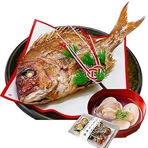 お食い初め 鯛 はまぐり セット 300g 山形県産 天然 真鯛 冷蔵 敷紙 飾り