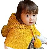 ZSR 幼児 生後 6-24ヶ月 防寒 赤ずきんちゃん 風 ポンチョ ニット帽 マント ウール製 (黄)