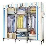 カーテン式クローゼット 綺麗なタッセル飾り 25mm極太フレーム 耐荷重抜群 幅170*奥行45*高172cm 組み立て式 大容量 衣類収納 ワードロープ (02#)