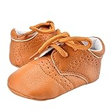 Domybest ベビーシューズ 春秋冬　レザー　11-13cm　ベルト付き　柔らかい　滑り止め底靴　赤ちゃん　子供　祝い お出かけ 日常生活 (12cm, ブラウン)