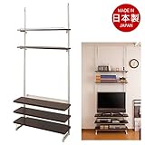 突っ張り薄型TVラック　幅89.5cm　ダークブラウン色