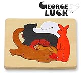 GEORGE LUCK（イギリス） 木製3重パズル あらいぐまと友達【GL27】