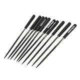 uxcell　丸型ヤスリ　ファイル　ハンドツール　プラスチックコートハンドル　4mm x 160mm　10本入り