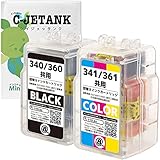 C-JETANK 詰め替え カートリッジ BC-340 BC-360 + BC-341 BC-361 キヤノン用 新互換インク QR WEB説明書付き [店舗保証1年パック対応] インクのMint製 BC-340/360 共用 (PGBK/ブラック)×1 BC-341/361 共用 (CL/カラー)×1-合計2本セット 8ラベル