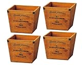 ナチュラルウッドプランター スクエアＭ ブラウン 190×190×170Hmm 3076-B-BR 4個セット