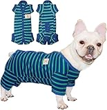 TONY HOBY 男女別け 犬用術後服 夏用 薄い犬のパジャマ 小型犬のロンパース ストライプ柄 ソフトコットン製 シンプル カジュアル