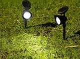 ・太陽光で自動充電、自動点灯!!★ソーラーLEDガーデンスポットライト 2個セット☆防水仕様、ガーデニング照明に最適!ソーラーだから、面倒な配線...