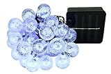 バブル ボール LED 30灯 ソーラー イルミネーション太陽光 充電式 コンセント不要 (ブルー)