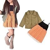 Muxika 1setファッション幼児用ガールズコットンブレンド長袖コート+ドレス服 カラー: イエロー