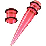 [グリーンピアッシング] [クリアピンク ボディピアス 2個セット] アクリル 拡張器 プラグ