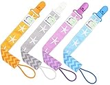 *NEW* Pacifier Clip Holders Cool Set of 4 BOXED Unisex Universal Binky Leash | 2-Sided Design | Plas