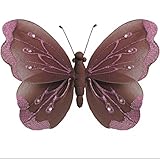 HangingバタフライブラウンピンクShimmerナイロンメッシュ蝶デコレーション装飾赤ちゃん保育園寝室女の子部屋天井壁装飾結婚式誕生日パーティーベビーシャワーバスルームキッズChilds 3dアー