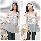 着たまま授乳 福美康(FUMEIKANG) マタニティ ワンピース 授乳服 レース ノースリーブ チュニック HBK-726 (グレー)