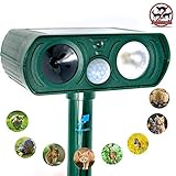 猫よけ動物撃退器 超音波 (2018増強版) ソーラー式 充電 野生動物対策器 猫対策 猫よけ 強力LEDストロボランプ 赤外線センサー 犬/鼠類/キツネ/鳥/コウモリ退治 害獣対策 害獣撃退 IPX