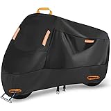 Seceles 300D Heavy Duty Motorcycle Cover, All Season Durable Waterproof Outdoor Protection Scooter Cover with 4 Reflective St