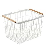ランドリーバスケット Mサイズ tosca トスカ 洗濯かご スチールと木の組み合わせ 容量約23L