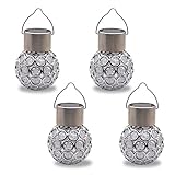 GreeSuit 屋外ソーラーライト ガーデンライト クラックガラスボールライト ソーラー吊り灯 パス/階段/中庭/パティオ/庭/公園 カラフル 4個セット