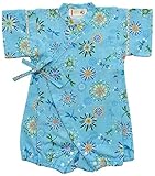 村信 とんぼ&花火柄 甚平風ロンパス 80cm サックス 71698 日本製